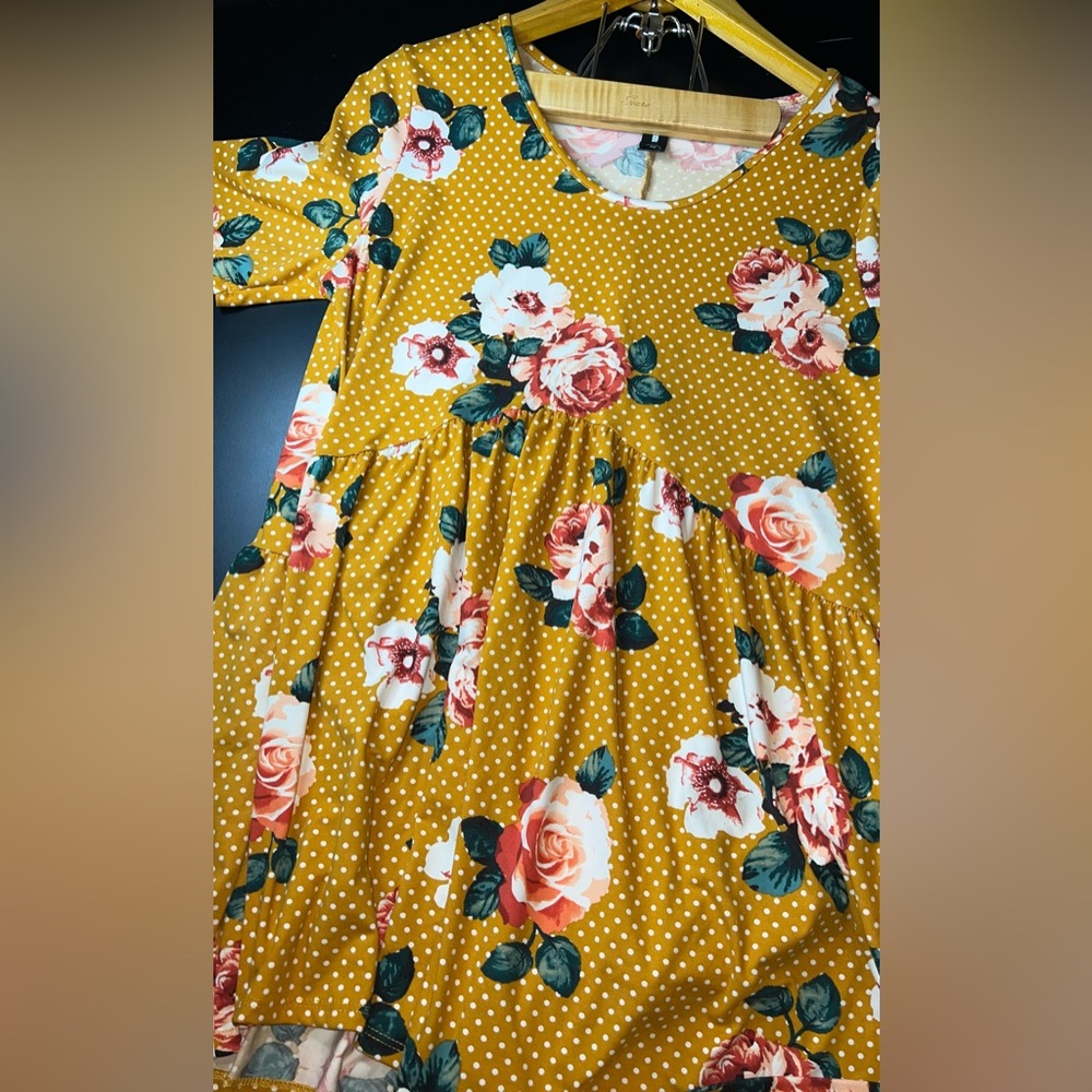 Agnes & Dora Polka Dot Floral Short Sleeved Babydoll Tunic Top Size XL EUC